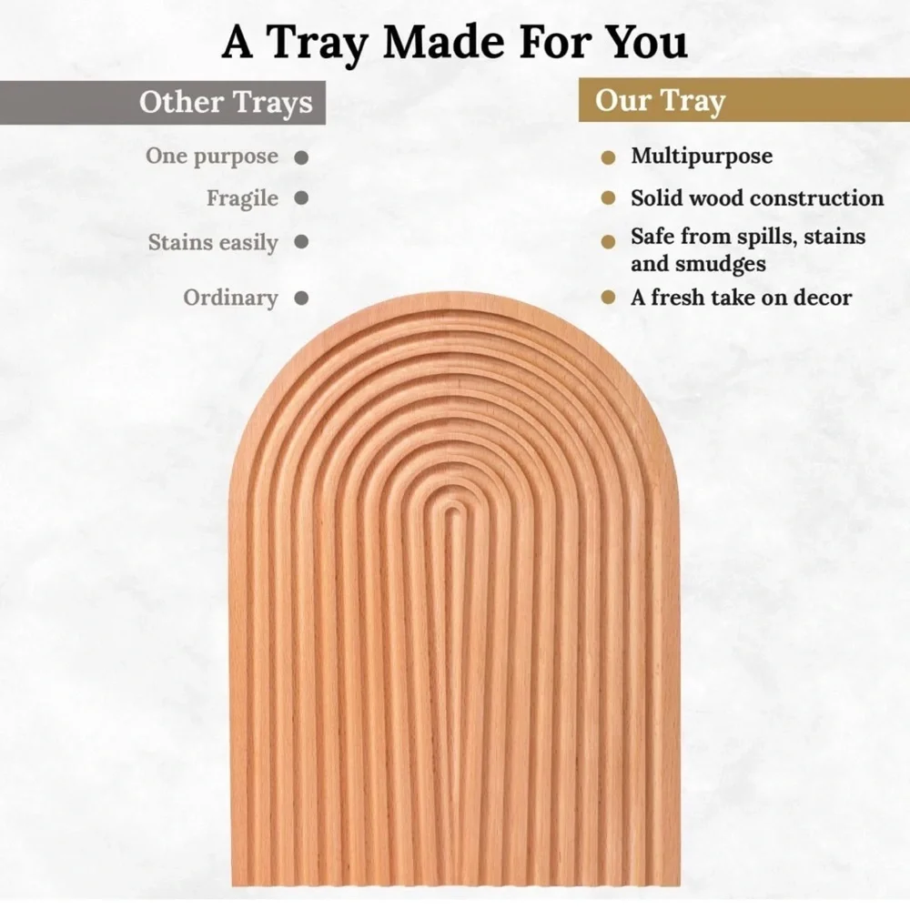 New Arch design tray wooden decorative servings tray cutting charcuterie board - Picture 8 of 13